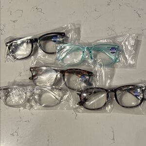 Men’s Stylish Glasses 5 pack Set - Black, Clear, Blue, Tortoise, Leopard